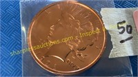 1921 copper .999 Fine Liberty peace dollar