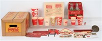 VINTAGE COCA COLA CASE FULL OF ADVERTISING ITEMS