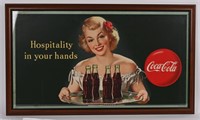 1949 COCA COLA CARDBOARD SIGN
