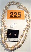 Multicolored Pearl Necklace & Earrings Set
