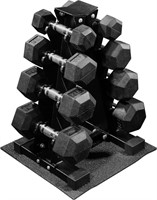 Rubber Coated Hex Dumbbell Weight Set, 100lbs