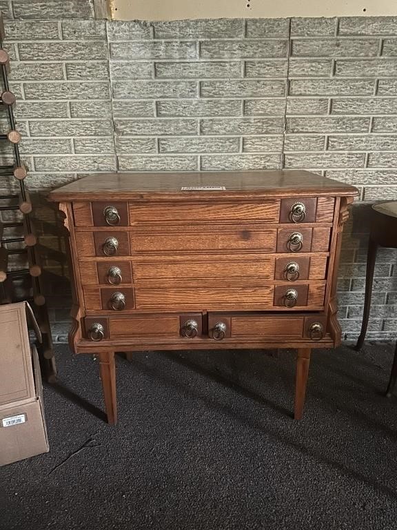 Antique 6 Drawer Wood Cabinet