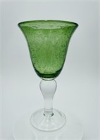 Handblown Light Green Wine Glass