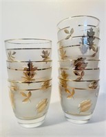 MCM Libbey Frosted Golden Foliage Cocktail Glasses
