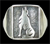 Sterling silver Native American howling wolf