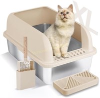 Chenove XL Stainless Steel Cat Litter Box