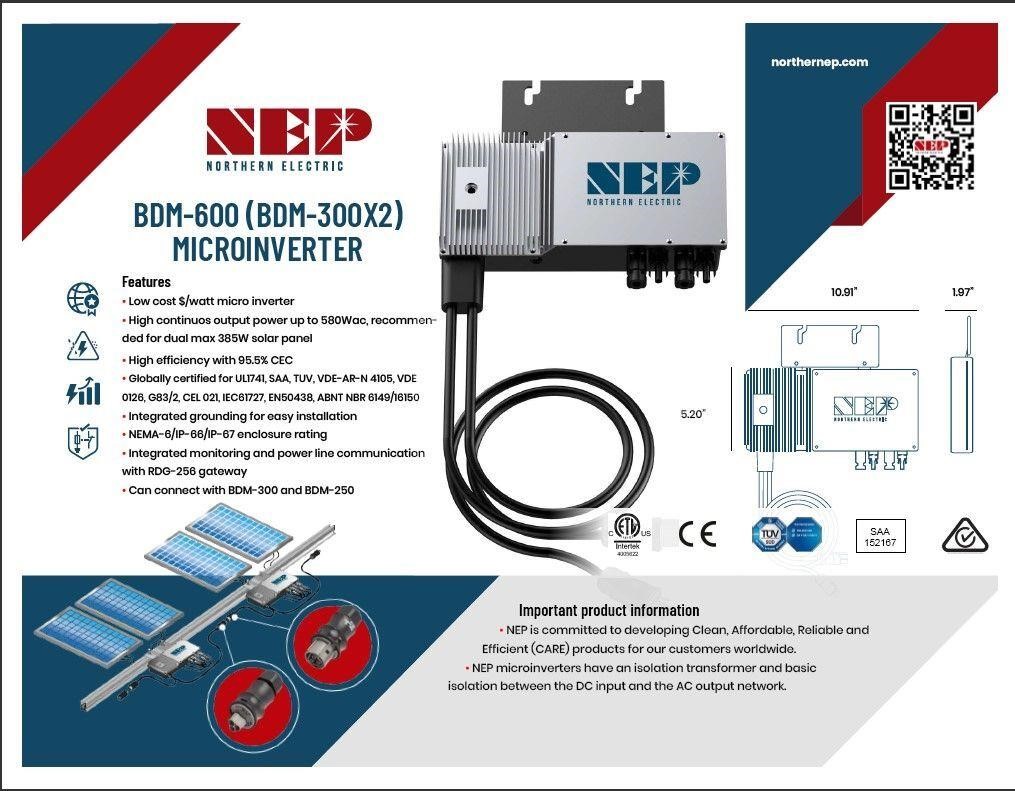 Micro-Inverters BDM-600 300x2 max 450x2- Bulk Available