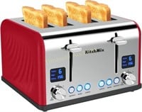 Toaster 4 Slice  KitchMix  LCD Timer  Wide Slots