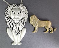 Lion Pin & Pendant w/ Sterling Chain