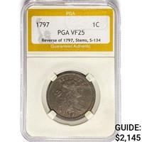 1797 Large Cent PGA VF25 Rev 97, Stems, S-134