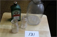 Glass jug & milk bottles