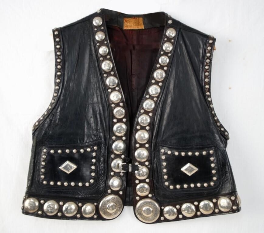 Edward Bohlin Western leather and silver vest