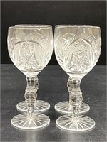 Hand Cut Bohemian Crystal "Chantilly" Wine Glasses