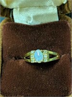 14 Karat Gold Ring With Opal With Diamonds 1.6 Dwt