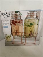 Set of (2) 1 Gal Drink Dispensers w/ Metal Stands