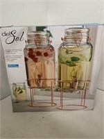 Set of (2) 1 Gal Drink Dispensers w/ Metal Stands