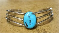 Signed Turquoise and Sterling Silver Bracelet.