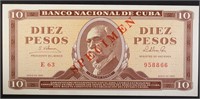 1965 10 PESOS CUBA #958866 SPECIMEN GEM CU