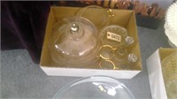 BOX OF CLOCHE AND SERVING DIDHES