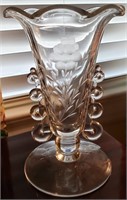 Antique etched glass vase