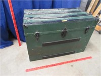 ant. green painted trunk (lid hinge needs repair)