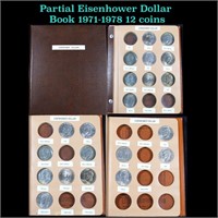 Partial Eisenhower Dollar Book 1971-1978 12 coins