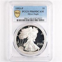 1993-P Proof Silver Eagle PCGS PR69 DCAM