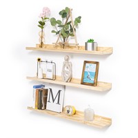 AZSKY Floating Shelves Set of 3 Natural Solid Wood