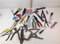 Hand tools including screwdrivers wire gauge,