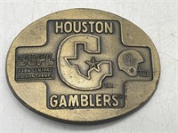 (KC) 1984 Houston Gamblers Brass Belt Buckle 3.5”