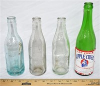 LOT - 4 VINTAGE SODA BOTTLES - CONDITION AS SHOWN