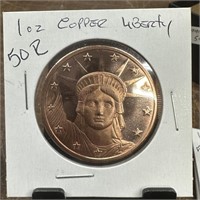 1OZ COPPER BULLION ROUND LIBERTY