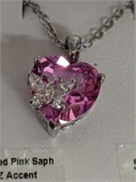 PINK SAPPHIRE PENDANT AND 925 NECKLACE