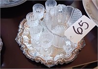 PLATED TRAY WITH ASST. GLASSES, S&P