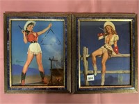 Two Early Cowgirl pictures in frames