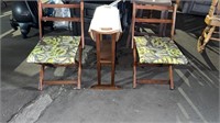 Wooden chair and table set folding chairs with a