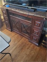 Wooden Entertainment Cabinet w/ Glass Doors and