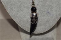Sterling Chain & Onyx Pendant