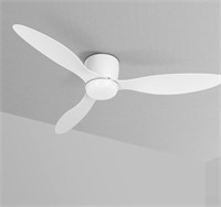 52” flush mount white ceiling fan w light