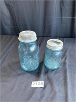 Blue Mason Jars with LIds