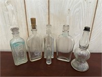 6 Antique Dug Up Glass Bottles