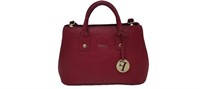 Maroon Saffiano Leather Small Top Handle Tote