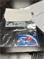 Dominos gift card $25.00x 4 = $100.00