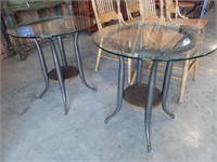 Lot (2) Glass Top Metal End Tables