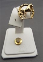 14K Yellow gold horse pin. Weighs 1.8 grams.