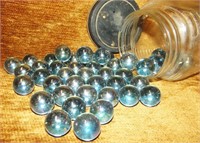 Jar of 44 Decorative Glass Marbles