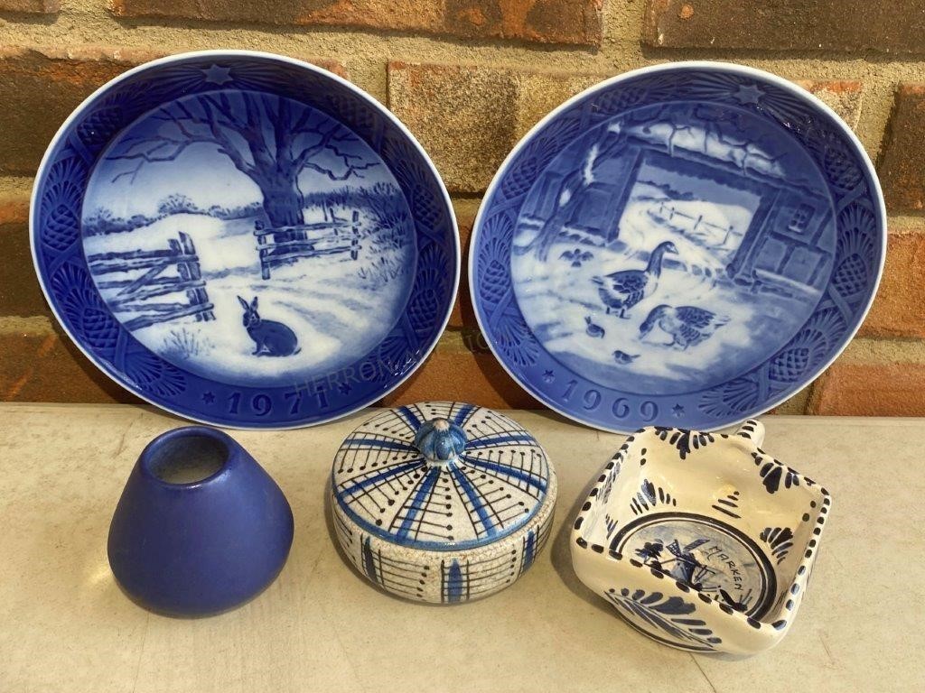 Blue & White Plates, Bowl , Trinket Box