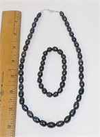 Honora Freshwater Black Pearl Necklace Bracelet