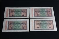 4 Pcs 923 GER 20,000 Mark Banknote