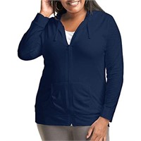 4X Hanes  Women's Full Zip Jersey Hoodie, Navy,